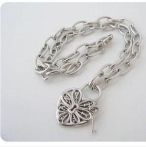 Tiffany & Co 18" Sterling Silver chain with Filigree Heart pendant